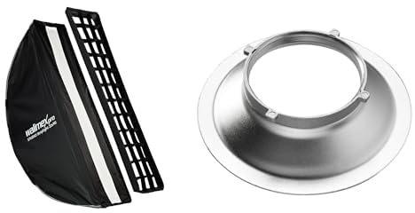 Walimex pro Studio Striplight Softbox 22x90cm + Softboxadapter für Multiblitz P-Bajonett, um 360° drehbar, einfacher Aufbau Dank Schirmfunktion, inkl. Grid, Maske, Bowens Adapter und Transporttasche