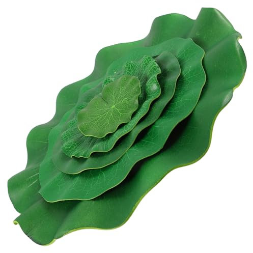 Milisten 5st Simuliertes Lotusblatt-aquarium Falsches Lotusblatt Lotusblätter Im Garten Brunnen Lotusblätter Lotusblatt-ornament Teichdekoration Simulierte Lotusblätter Pu Green