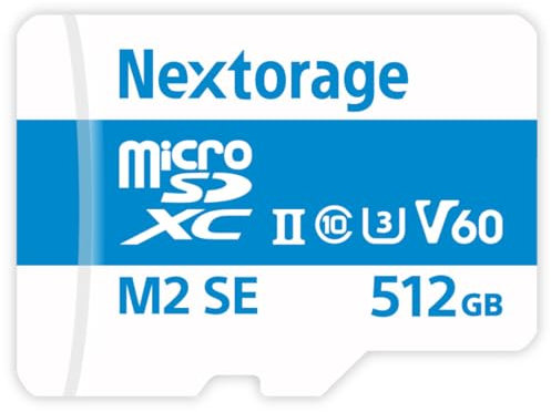 Nextorage Japanese brand UHS-II Micro SD Card 512GB microSDXC U3 V60 Max Read Speed 280MB/s Max Write Speed 190MB/s NX-M2SE512G microSD Card