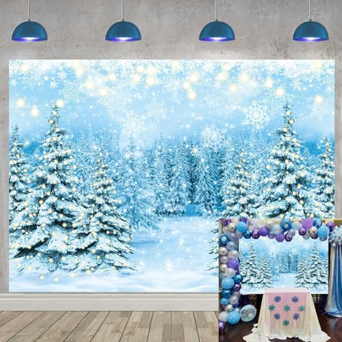 Winter Wald Fotografie Hintergrund - Glitter Verschneite Kiefer Szene für Weihnachten, Feiertag, Glückliches Neues Jahr Party Dekoration Banner 8X6FT