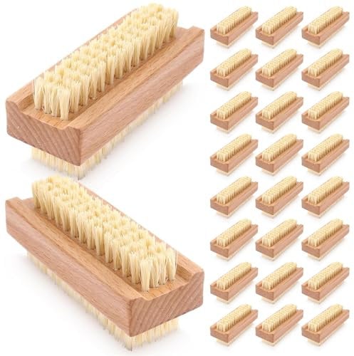 Pack of 24 Double Sided Nail Brushes for Cleaning Nails Wooden Nail Brush Hand Scrubbing Brush Heavy Duty Hand Brush Nail Cleaner