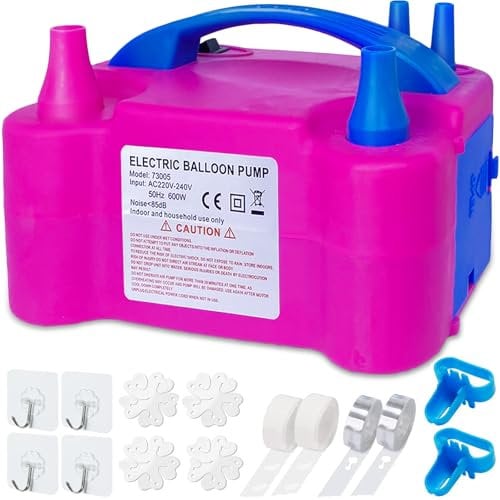 YEPVIE Luftballonpumpe Elektrische, 600W Elektrische Ballonpumpe Kit mit 14 Ballongirlande Kits, 2 Inflationsmodi und Doppeldüse Tragbare Luftballon Pumpe Elektro für Geburtstag Deko und Party Deko