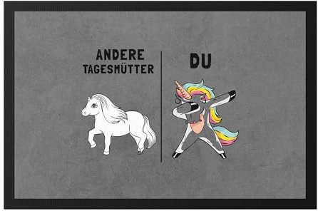 Hey!Print Tagesmutter Fußmatte Kindergarten Abschied Einhorn Lustig Dankeschön & Abschiedsgeschenk Kindergarten Kita