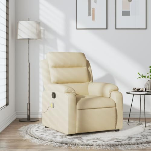 Homgoday Massagesessel, neigbar, Creme aus Stoff, Massagesessel, Relaxsessel, Massagesessel für den ganzen Körper