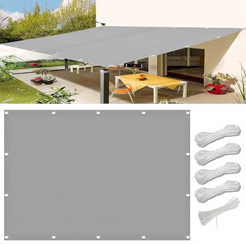 Tenda parasole, 1,5 x 3,5 m, leggera e resistente, per esterni, giardino, patio, tenda regolabile, pergola, grigio chiaro