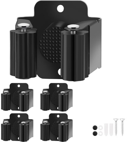 Yiows Besenhalter, 4 Stück Besenhalterung Wand, Werkzeughalter Wandhalterung besen, besen halterungen wand Gerätehalter Gartengeräte Halterung aufhänger für Wischmopp, Besen, Schaufel