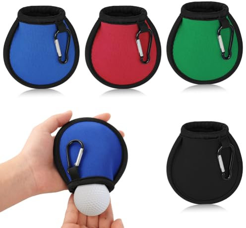 AYESY Golfbälle Reiniger Tasche, 4 Stücke Tragbare Golfball Tasche Golfball Reinigungsbeutel mit Karabiner Doppellagige wasserdichte Golf-Reinigungstasche Golfball-Waschtasche Geschenke für Golfer