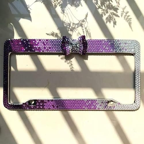 MERRIYARD Number plate surround,motorcycle license plate holder,Number Plate Holder Universal Bow-knot Gradient Color Rhinestone License Plate Frame Car Vehicle Car Accessories For Girl Gift(Purple)