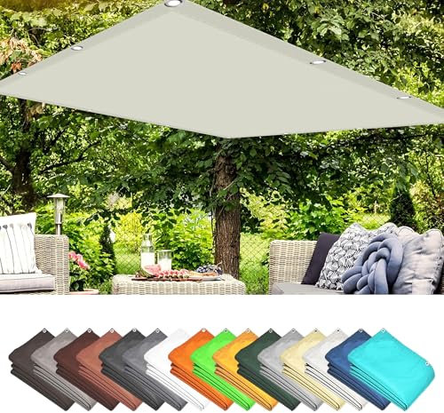 Voile D Ombrage Abri de Jardin 1.4 x 6.5 m Protection Solaire Imperméable UV Pergola Serres Pare-Soleil avec Oeillets et Cordons pour La Couverture Végétale Serre Pergola, Blanc cassé