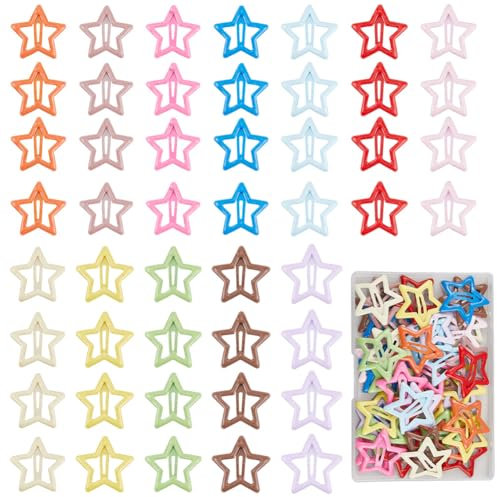 craspire 48 Stück 12 Farben Stern Haarspangen Bunte rutschfeste Metall Haarspangen Mit Druckknopf Y2K Süße Stern Haarspangen Mit Druckknopf Legierung Emaille Haarnadeln Stern Haar Accessoires