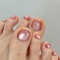 Square False Toe Nails Short - 24Pcs Cat Eye Press On Toenails - Acrylic Full Cover Fake Toe Nails - Resuable Stick On ToeNails - Summer Toenails For Women Girls Nail Decorations