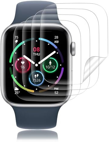 Carantee Schutzfolie für Panzerglas für Apple Watch 4/5/6/se (44mm) Folie, 4 Stück HD Schutzglas Displayschutz für Watch 44mm Panzerfolie, TPU Kratzfest Displayfolie, 3D Hohe Empfindlichkeit Schutz