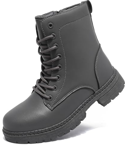 Topwolve Stivali Donna Impermeabili Stivaletti da Camminare Stivali da Neve Invernali Fodera Pelliccia Calda Doposci,Grigio,40 EU