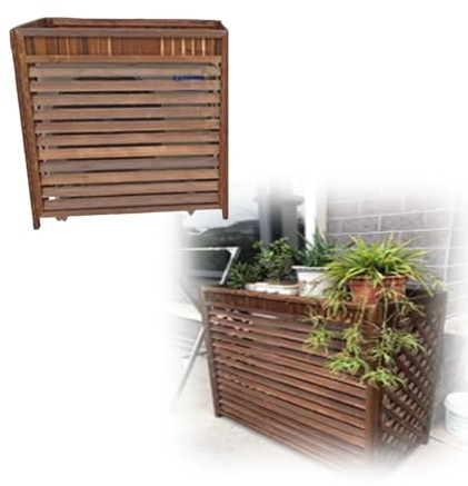 MACAGGTNTU Sichtschutz Zaun Holz Abdeckung Klimaanlage Außengerät Wetterfest Wärmepumpe Abdeckung Jalousien Pflanzenregal Für Balkon(121x58x114cm/48x23x45in)