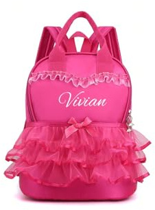 Personalisierter Ballett-Rucksack für kleine Mädchen, individuelle Tanztasche mit Namen, Geschenk für Kinder, Spitzen-Gymnastik-Tap-Jazz-Tasche, rose, L
