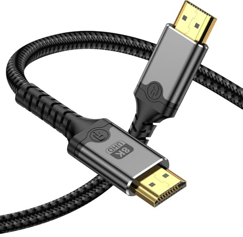 Herfair 8K HDMI Cable Cord Ultra High Speed Gold Plated 8K@60Hz 48Gbps Lead Converter,HDMI 2.1 HD 48Gbps,4K@120Hz HDMI Lead eARC HDR10 HDCP 2.2/2.3, Compatible for PS5/4 for X (1M)