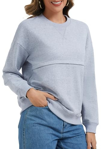 Sosolism 100% Baumwolle Still-Kapuzenpullover mit Reißverschluss Damen S-XXL
