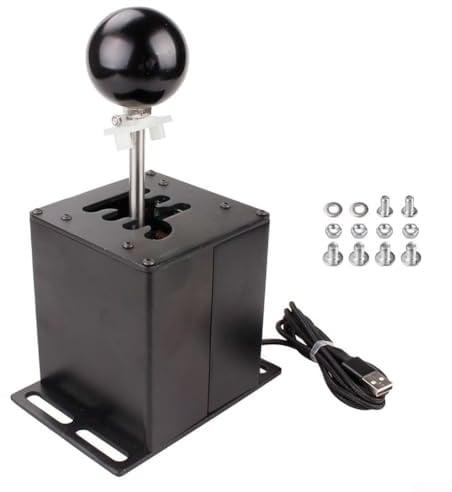 USB PC H Pattern Gear Shifter for Sim Racing Games, 6+7+R Speeds, Compatible with for Logitech G29 G27 G25 and for Thrustmaster T300 T500, Plastic and Aluminum Alloy Black (6 speed+R-HB039)