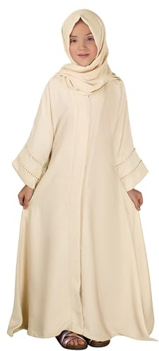 IBAKOM Gebetskleidung für Kinder Chiffon Muslimisch Kleid mit Taschen Mädchen Abaya mit Hijab Islamische Kleider Dubai Arabisch Türkische Robe Gebetskleid Jilbab Khimar Ramadan