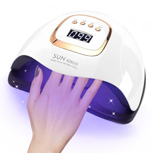 QUEMISS 380W UV Led Nail Lamp Professional Nail Dryer Gel Polish Light with 81 Beads & 4 Gear Timing Gel Nail Dryers Curing Gel LED Handle Automatic Sensor LCD Display UV Lamps
