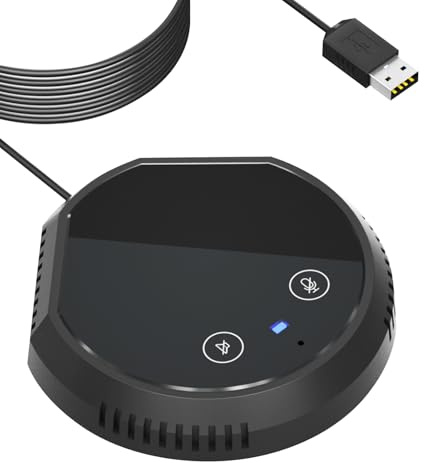 Vroomoto Desktop USB Conference Speakerphone 360° Omnidirectional Microphone Clear Sound Support BT Speaker Mac Laptop (USB&Touch button&speaker)