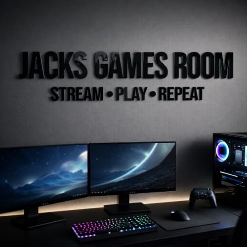 Personalised Gaming Room Wall Sign – Custom Acrylic Games Room Sign – Man Cave, Gamer Bedroom or Streaming Setup Decor – Modern 3D Wall Letters – Made in UK