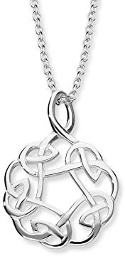 ORTAK 925 Sterling Silver Handmade Pendant Necklace Lightweight Round Celtic Knots Artwork Inspired High Polished Celtic Fine Jewellery Made In Scotland
