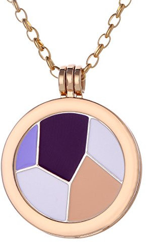Morella Halskette Damen Gold 70 cm Edelstahl und Anhänger mit Coin 33 mm in Schmuckbeutel Spiegel 33 mm