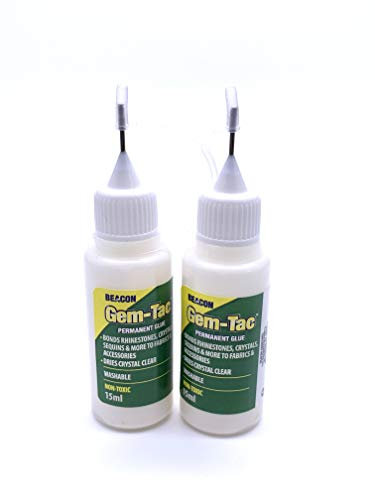 World of Sparkles 15ml Beacon Gemtec Adhesive with Crystal Needle for Applying Crystals, Rhinestones, Diamante, Diamonds, Arts & Crafts, DIY Projects and Fashion Accessories (2 Bottles)