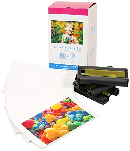 3 Farbkartuschen & Fotopapier (108 Blatt) kompatibel zu Canon KP-108IN für Selphy CP Fotodrucker Serie CP1000 CP1200 CP1300 CP780 CP790 CP800 CP810 CP910, Postkarten-Größe: 100 x 148mm