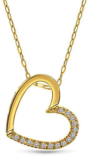 Orovi Damen Kette Gelbgold 0.09 Ct Diamant Halskette mit Anhänger Herz 18 Karat (750) Gold und Diamanten Brillanten, 45 cm lang