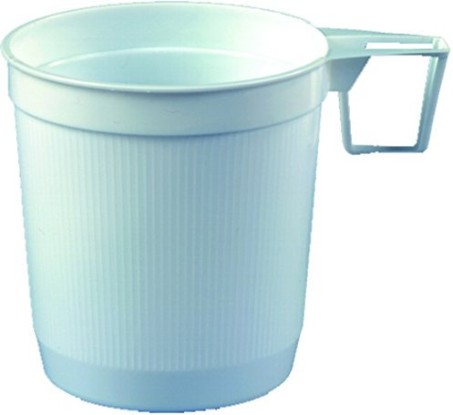 PAPSTAR Tazas desechables de poliestireno con asa, redondas, 250 ml, 8 x 8,5 cm, color blanco (40 unidades), 1 paquete de 40 unidades
