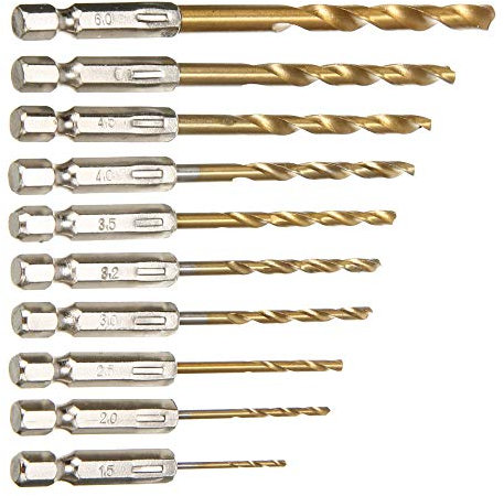 Drill Bit Sets 10pcs New Twist Drill Bit Set HSS Drill Bit Cordless Screwdriver HSS-Titan Hexagonal Drill Bit Hexagonal Bit Holder 1/4