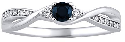 SILVEGO Damen Ring aus 925 Sterling Silber mit echtem Saphir