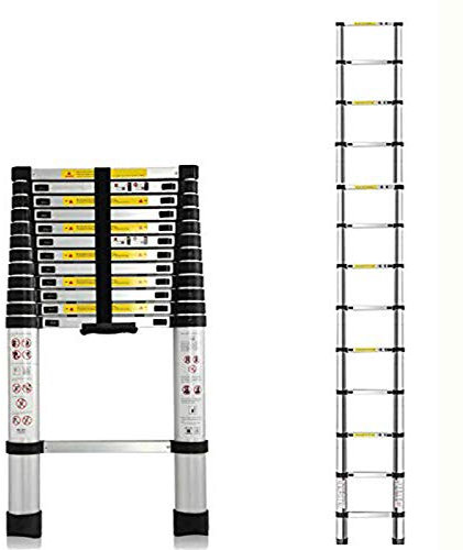 Teleskopleiter 3,8M Aluleiter Klappleiter Ausziehleiter Mehrzweckleiter, Rutschfester, Teleskop-Design, aus hochwertigem Aluminium, Stehleiter Haushaltsleiter Schiebeleiter 150 kg Belastbarkeit