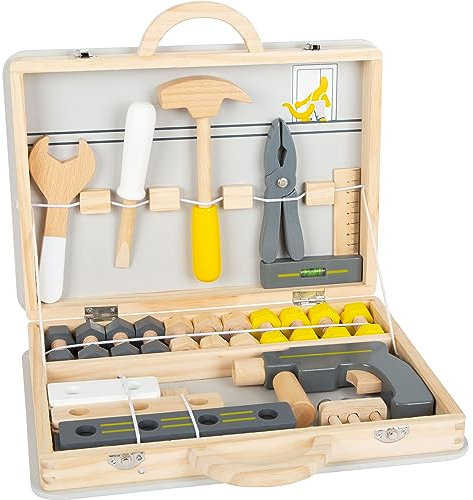 small foot Werkzeugkoffer Miniwob aus Holz, mit umfangreichen Werkzeugen und Schraub-Set, für Kinder ab 3 Jahren, 11808