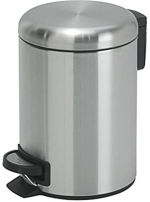 Gedy G-Potty Poubelle de salle de bain en acier inoxydable et polypropylène avec fermeture amortie, 3 l, dimensions : 25,1 x 17,4 x 22,6 cm, panier de salle de bain amovible, design R&D