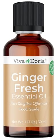 Viva Doria Pure Ginger Fresh Essential Oil, Undiluted, Food Grade, 1 Fluid Ounce (30 mL)
