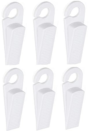 Lot de 6 cale-portes en caoutchouc antidérapant pour salle de bain, cuisine, chambre d'enfant (blanc)