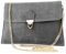 modamoda de - T206 - ital. Clutch aus Wildleder mit Goldkette, Farbe:Dunkelgrau