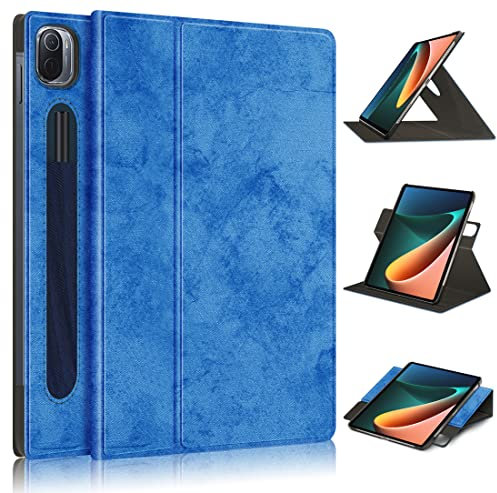 XFDSFDL® Étui pour Xiaomi Pad 5 / Pad 5 Pro (11 Pouces) Ultra Mince PU Cuir Housse Flip Coque avec Tours Gratuits Stand et Veille/Réveil Automatique Protection Cas Bleu Foncé