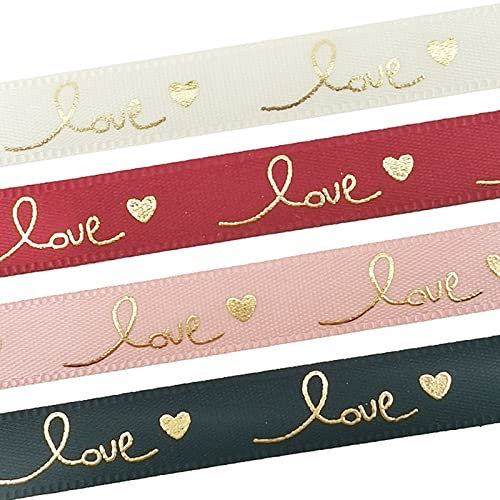 Gors Individuell bedrucktes Satinband, persönliche Namen, 10 mm breit, 45 m lang, perfekt für Geburtstage, Hochzeiten, besondere Anlässe, Rot, Rosa, Schwarz, Satin/Seidenmischung, moderner Stil