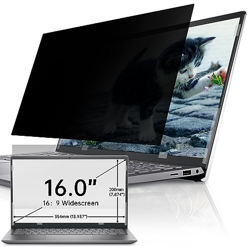 IPROKKO Laptop Privacy Screen 16&16.1 Inch for Hp/Dell/Acer/Lenovo/ThinkPad/Samsung/Asus/Sony, Removable 16:9 Aspect Laptop Privacy Shield, Anti Blue Light Glare 16 Inch Laptop Privacy Filter