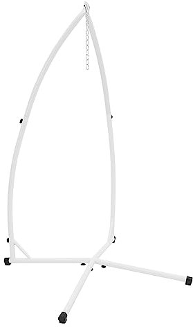 ECD Germany Soporte para Silla Colgante 208 cm Blanca Carga Máx.120 kg Acero Tubular Sostén de Hamaca Marco de Estructura para Columpio Asiento Suspendido Ideal para Exteriores Patio Jardín Playa