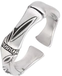 KONFEN Ring Verstellbar Silber Herren, Fidget Ring Blatt Ringe Offen Verstellbare Men, Zeigefinger Ringe Fußringe Zweifingerring Vintage Retro Modeschmuck für Männer Herr Man Frauen Unisex