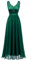 Gardenwed Robe Femme Soiree de Cocktail Longue pour Mariage Bal Promo Fête Demoiselle d'honneur Ceremonie Col en V sans Manches Dark Green 2XL