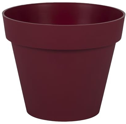 EDA - Pot de Fleur Rond Toscane Ø 20 cm - Volume 3 L - Ø 20 x H.17 cm - Rouge Bourgogne