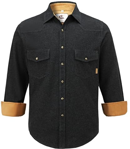 COEVALS CLUB Chemise de bûcheron à manches longues en flanelle à carreaux avec poche pour homme Coupe régulière Chemise de travail décontractée