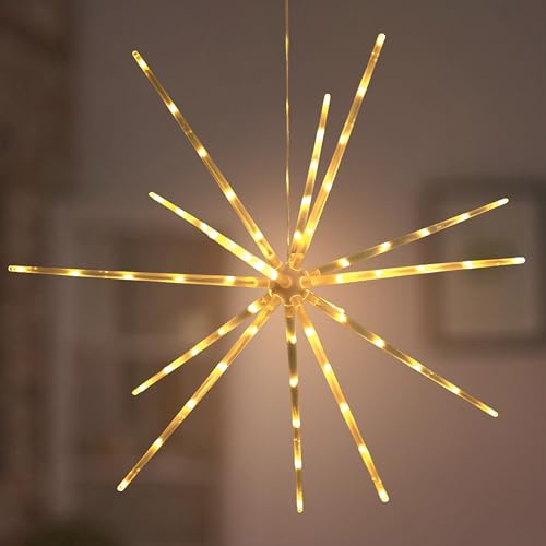 Bonetti LED Sternleuchte | 70 LED | warm-weiß | 6 Stunden Timer | batteriebetrieben | 8 Leuchtfunktionen | Aufhängevorrichtung | moderner 3D Leuchtstern – Weihnachtsstern