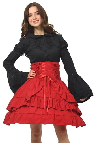 Damen Steampunk Viktorianischer Rock Renaissance Geschichtet Hohe Taille Vintage Rock Cosplay Halloween Kostüm